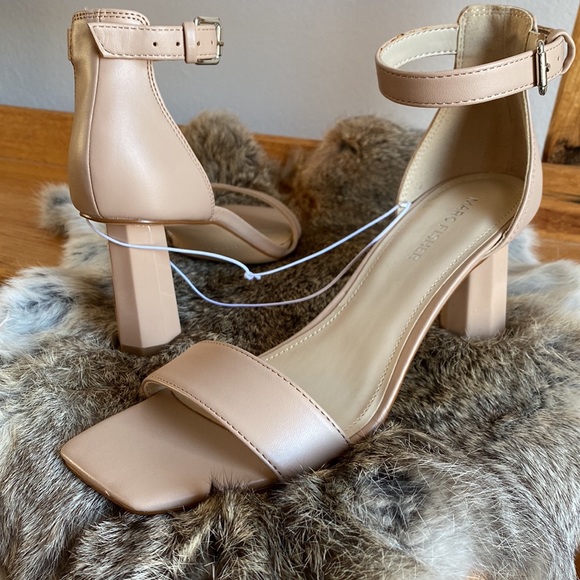 mark fisher Shoes - ❤️Cute, On Trend Square Toe Ankle Strap Geometric Block Heeled Dress Sandals